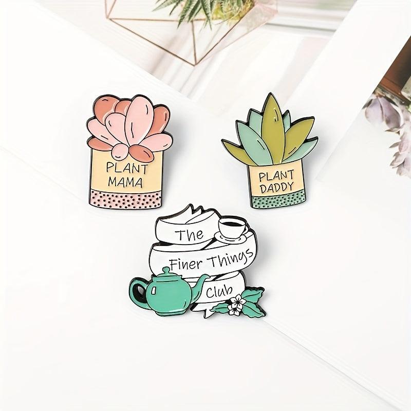 Plant Mama Plant Daddy Succulent Aloe Brooch
