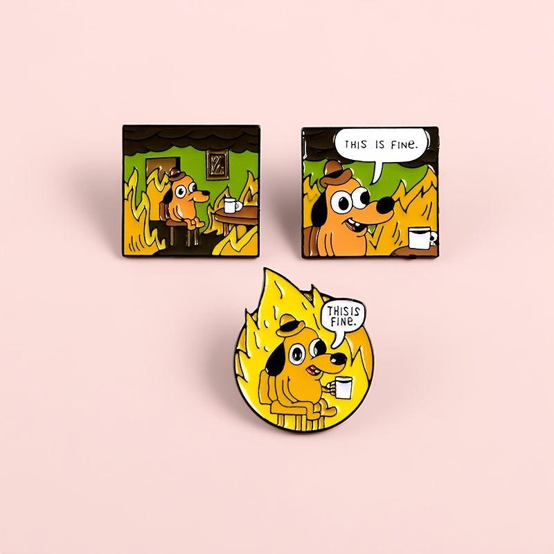 Yellow Dog Brooch House On Fire