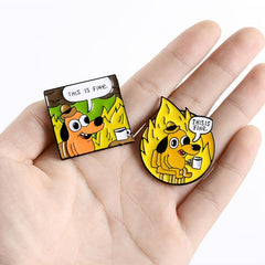 Yellow Dog Brooch House On Fire