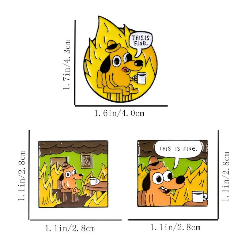 Yellow Dog Brooch House On Fire