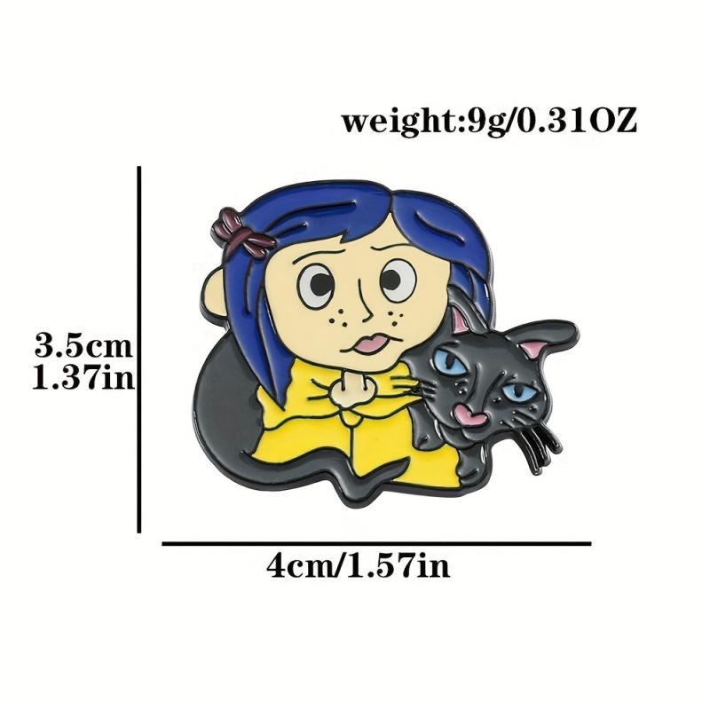 Funny Girl Cat Enamel Pins Metal Badges Backpacks Accessories
