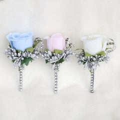 Flower Shaped Brooch Wedding Groom Bridal Pin Rose Groomsmen Bridesm