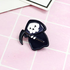 Cloak Skull Sickle Death God Brooch
