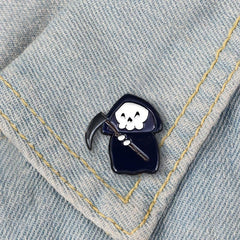 Cloak Skull Sickle Death God Brooch