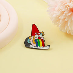 Rainbow Tongue Gnome Brooch