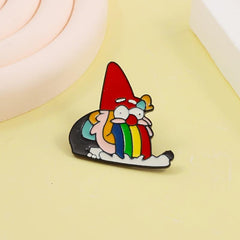 Rainbow Tongue Gnome Brooch