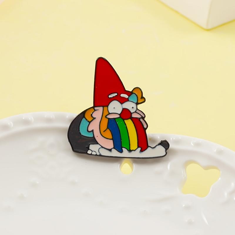 Rainbow Tongue Gnome Brooch