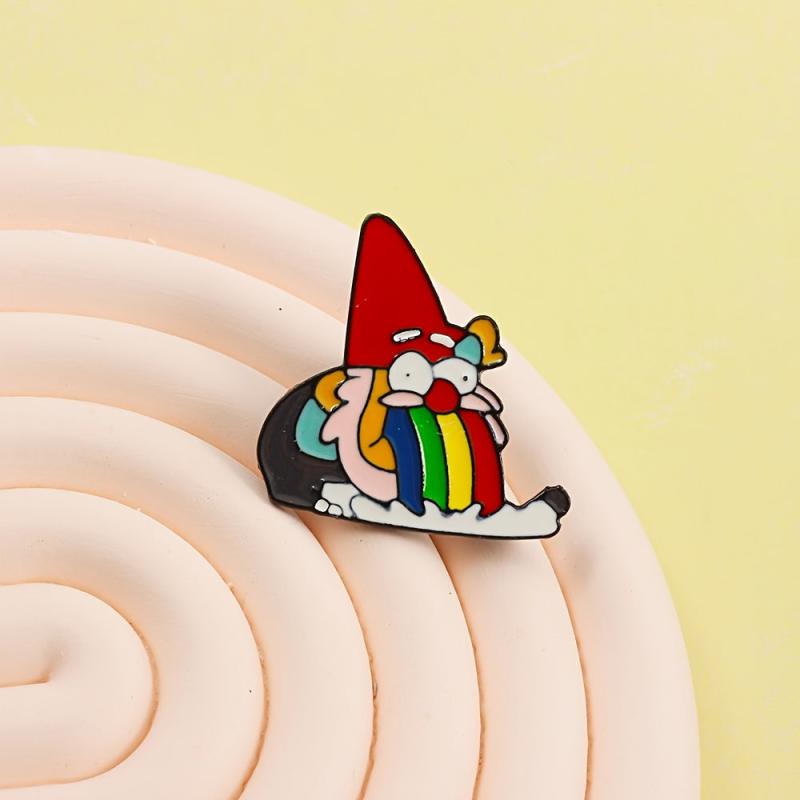 Rainbow Tongue Gnome Brooch