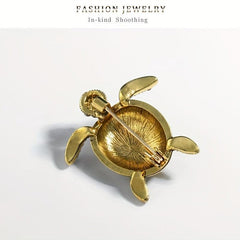 Men's Vintage Enamel Turtle Brooch Diamond Animal Pin