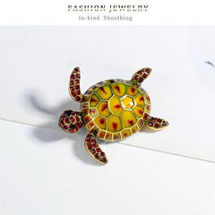 Men's Vintage Enamel Turtle Brooch Diamond Animal Pin