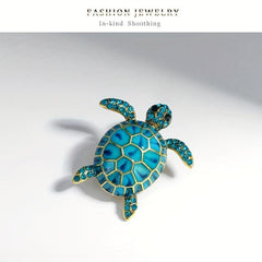 Men's Vintage Enamel Turtle Brooch Diamond Animal Pin