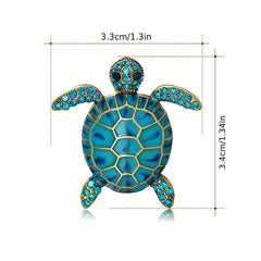 Men's Vintage Enamel Turtle Brooch Diamond Animal Pin