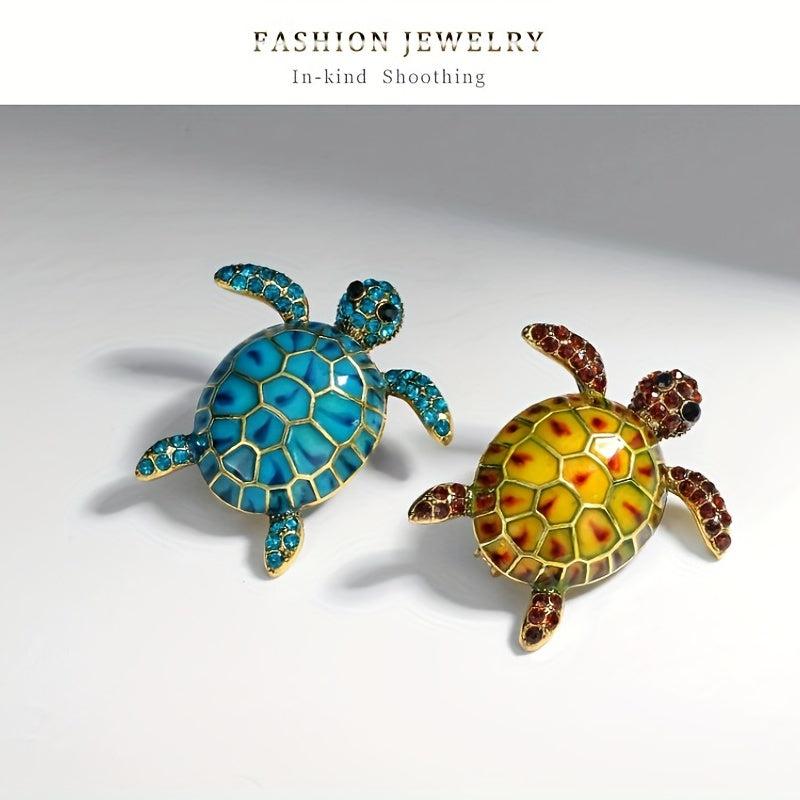 Men's Vintage Enamel Turtle Brooch Diamond Animal Pin