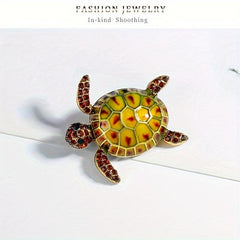 Men's Vintage Enamel Turtle Brooch Diamond Animal Pin