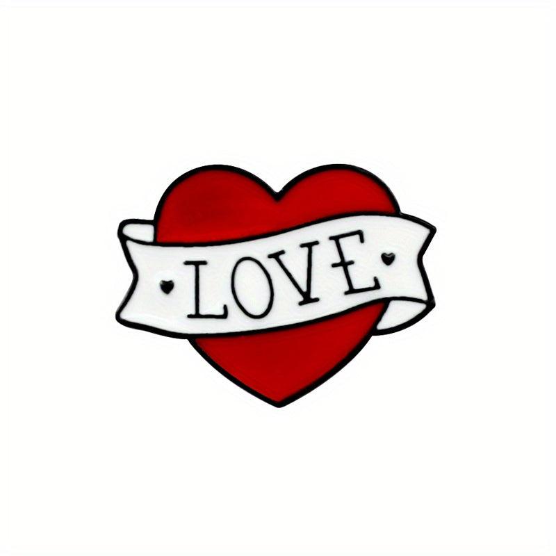 Red Heart Skull Brooch Forever Together Pin Badge
