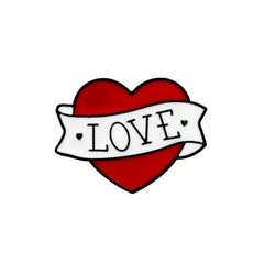 Red Heart Skull Brooch Forever Together Pin Badge