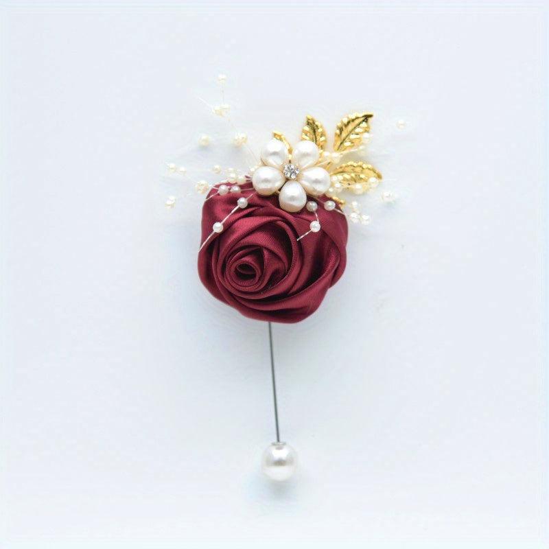 Men's Rose Brooch Wedding Flower Pin Prom