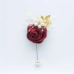 Men's Rose Brooch Wedding Flower Pin Prom
