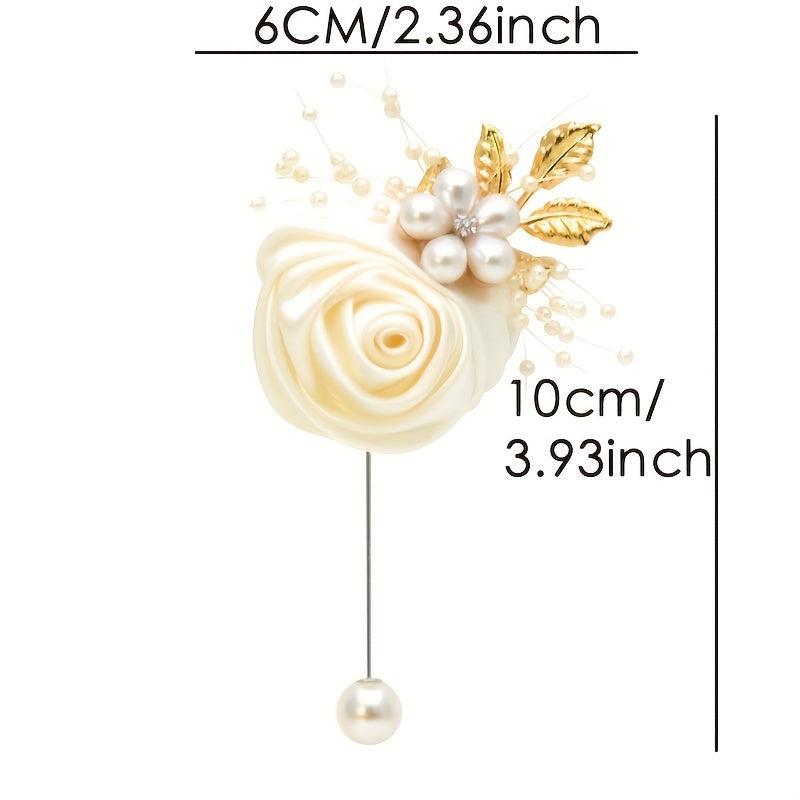 Men's Rose Brooch Wedding Flower Pin Prom
