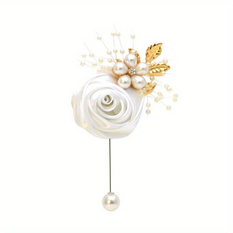 Men's Rose Brooch Wedding Flower Pin Prom