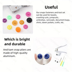 360PCS Plastic Snap On Buttons and Tool Set, 24 Colors for Men