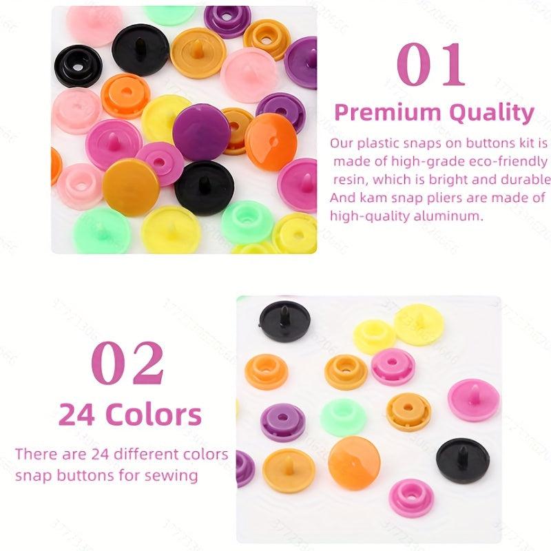 360PCS Plastic Snap On Buttons and Tool Set, 24 Colors for Men