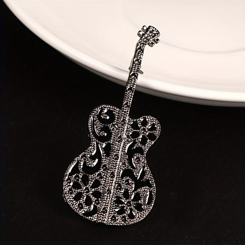 Men's Vintage Guitar Violin Brooch Instrument Pin Badge