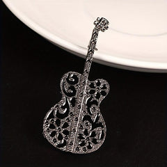 Men's Vintage Guitar Violin Brooch Instrument Pin Badge