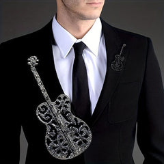Men's Vintage Guitar Violin Brooch Instrument Pin Badge