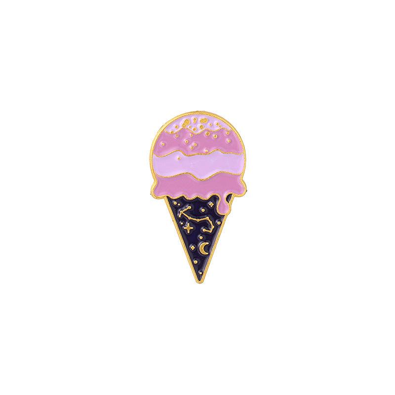 Ice Cream Cup Alloy Brooch Creative Cartoon Cone Shaped Baking Varnish Pin