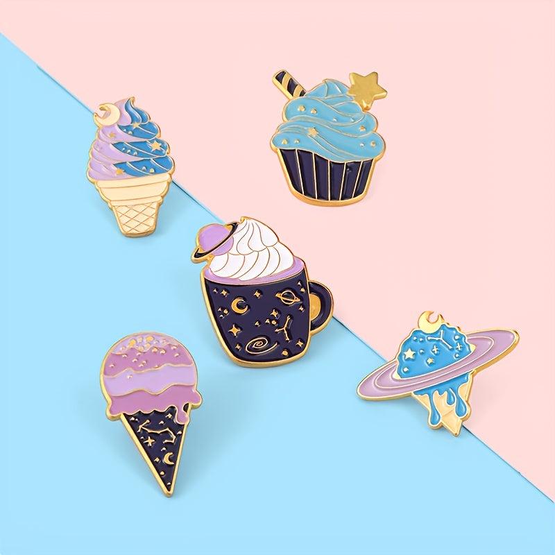 Ice Cream Cup Alloy Brooch Creative Cartoon Cone Shaped Baking Varnish Pin