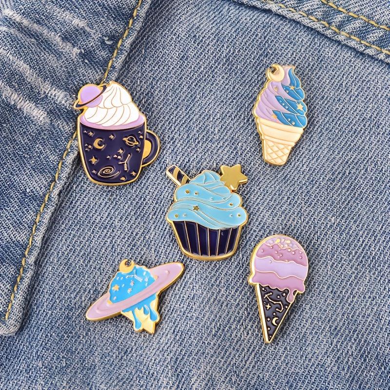 Ice Cream Cup Alloy Brooch Creative Cartoon Cone Shaped Baking Varnish Pin
