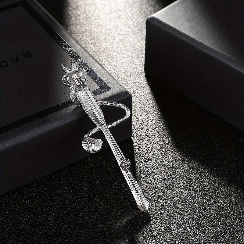 Men's Rhinestone Crown Scepter Brooch Clothing Accessory