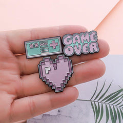 Game Tape Cartoon Brooch and High Brooch Set