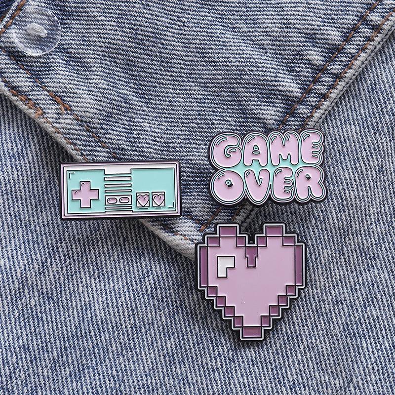 Game Tape Cartoon Brooch and High Brooch Set