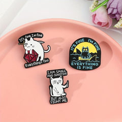 Funny Cartoon Cat Enamel Pin Brooch
