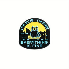 Funny Cartoon Cat Enamel Pin Brooch