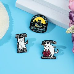 Funny Cartoon Cat Enamel Pin Brooch