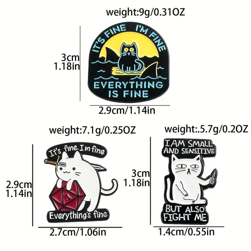 Funny Cartoon Cat Enamel Pin Brooch