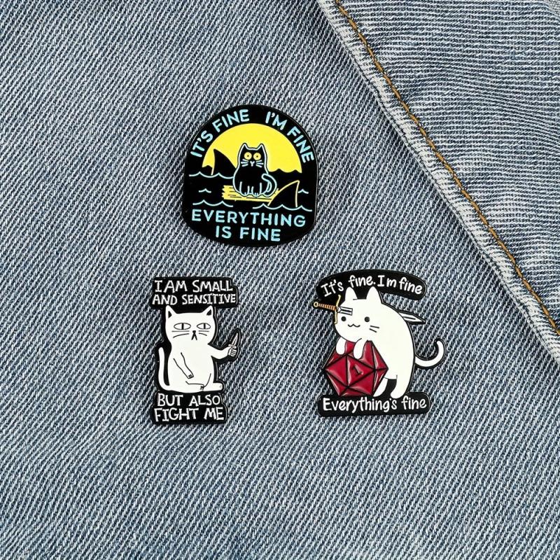 Funny Cartoon Cat Enamel Pin Brooch