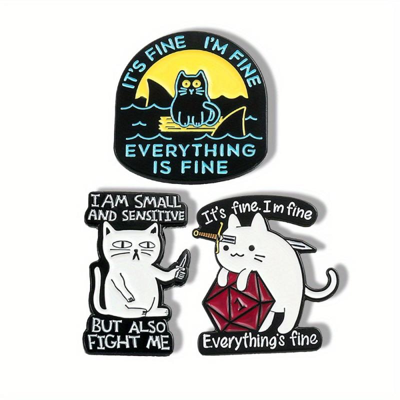 Funny Cartoon Cat Enamel Pin Brooch