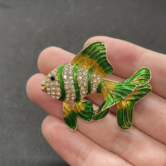 Colorful Rhinestone Fish Brooches Lapel Pin Backpack Hat Pin