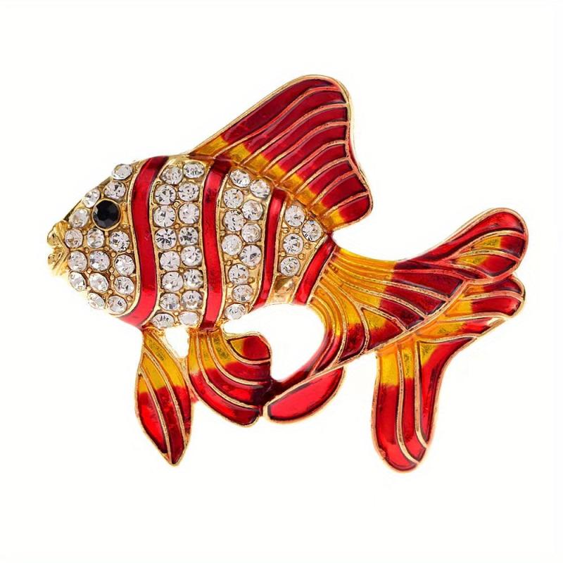 Colorful Rhinestone Fish Brooches Lapel Pin Backpack Hat Pin