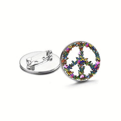 Butterfly Peace Sign Photo Necklace Love Hippie Brooch Pins