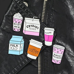 CRYBABY TEARS Milk Tea Brooch with Ice Cream Cup Design