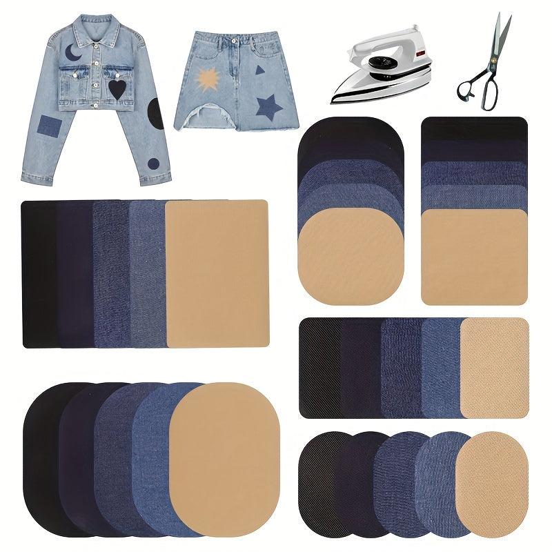 30pcs Denim Elbow Sticker Shirt Coat Elbow Sticker Pants Knee Patches For Men