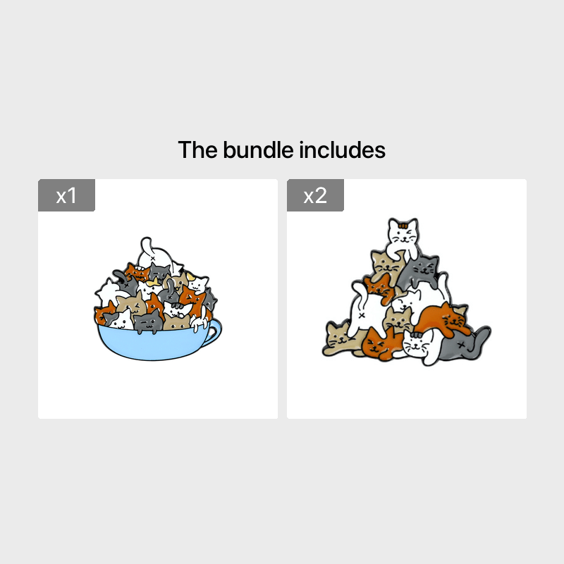 Cat in Bowl Brooch Pin - Playful Kitten Jewelry Accessory