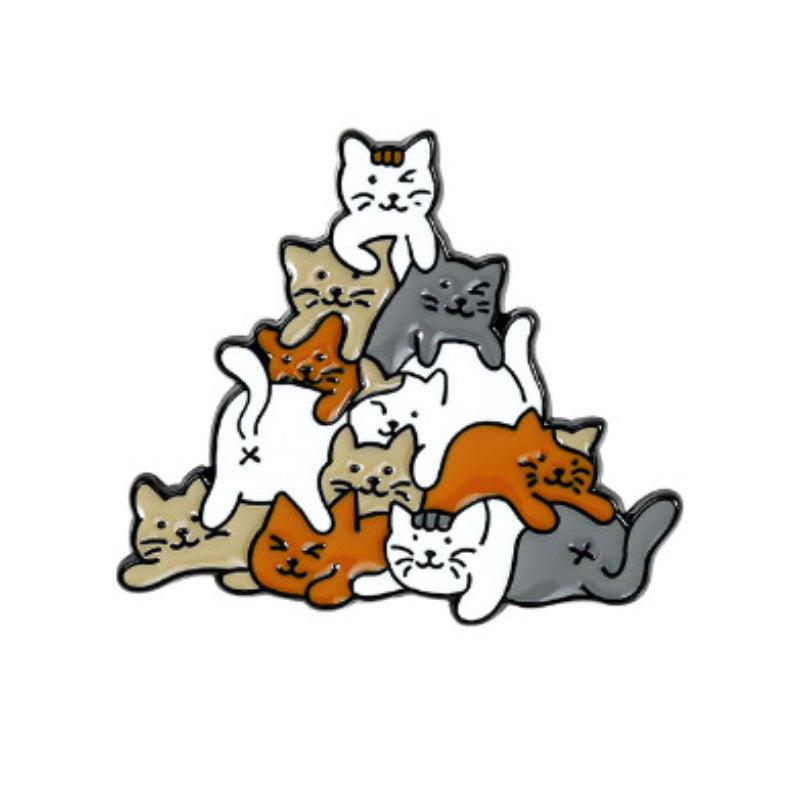 Cat in Bowl Brooch Pin - Playful Kitten Jewelry Accessory