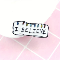 Minimalist Men's Brooch - I Believe Slogan Pin