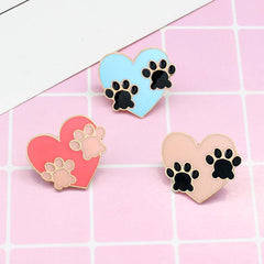 Cat's Paw Heart Alloy Brooch